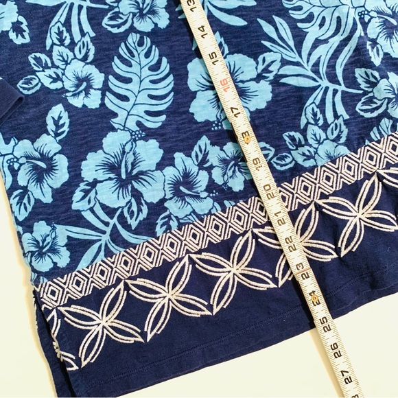 Tommy Bahama Hoani Hibiscus Embroidered Tunic Top Island Navy Small Resortwear - Picture 8 of 12